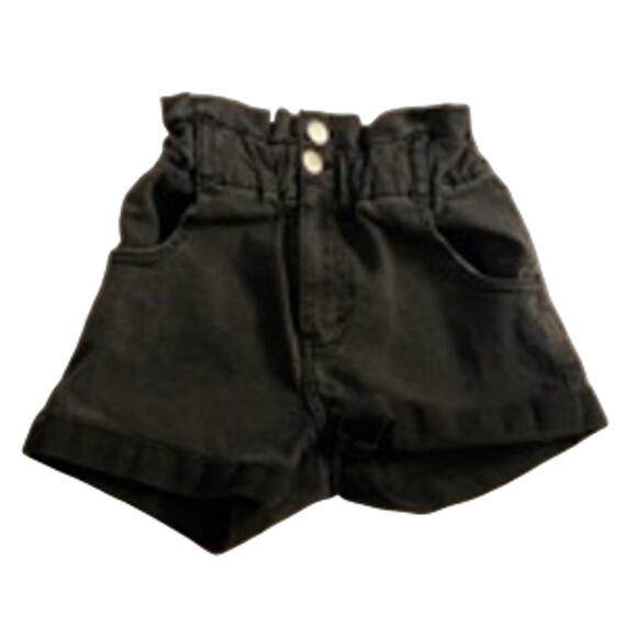 Shasa Denim Paperbag Shorts Y2K High Rise Black Size 3 - Picture 2 of 5